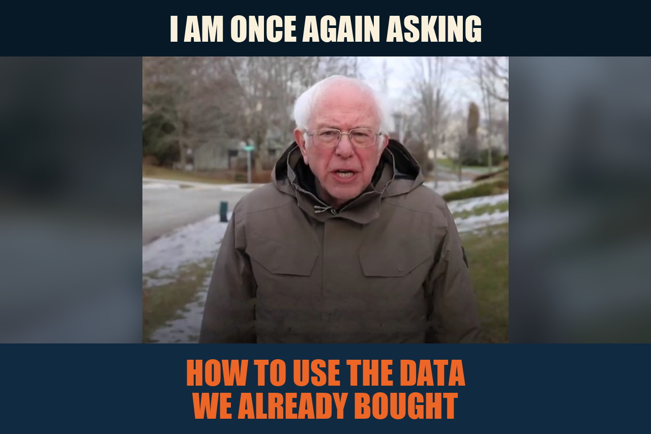 Bernie Sanders once-again meme asking how to use commercial space data the government already bought.