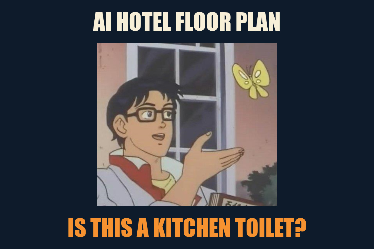 Is This a Pigeon? meme: AI HOTEL FLOOR PLAN / IS THIS A KITCHEN TOILET?
