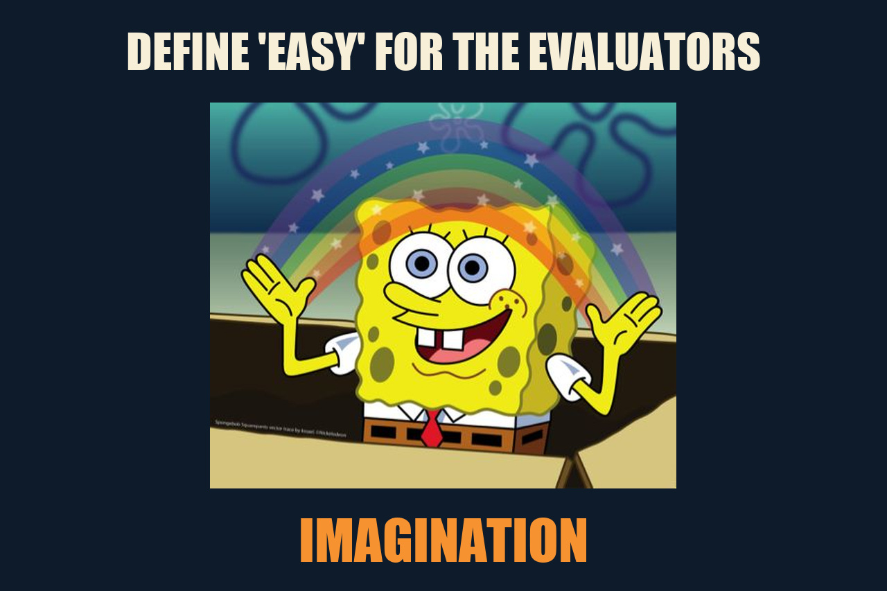 SpongeBob Imagination meme: DEFINE 'EASY' FOR THE EVALUATORS / IMAGINATION