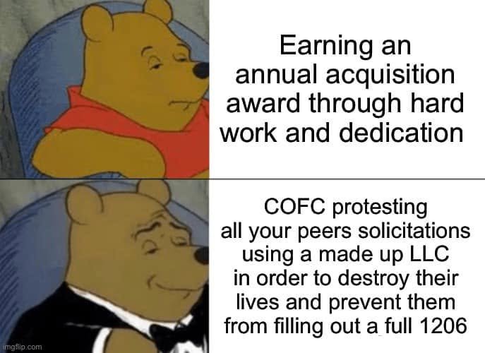 Ordinary and formally dressed Pooh panels contrast earning an acquisition award through hard work with COFC protests against peers using a made up LLC to prevent their full 1206.