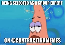 Comment attachment by Tim Thulin: Patrick Star celebrates being selected as a group expert on Contracting Memes.