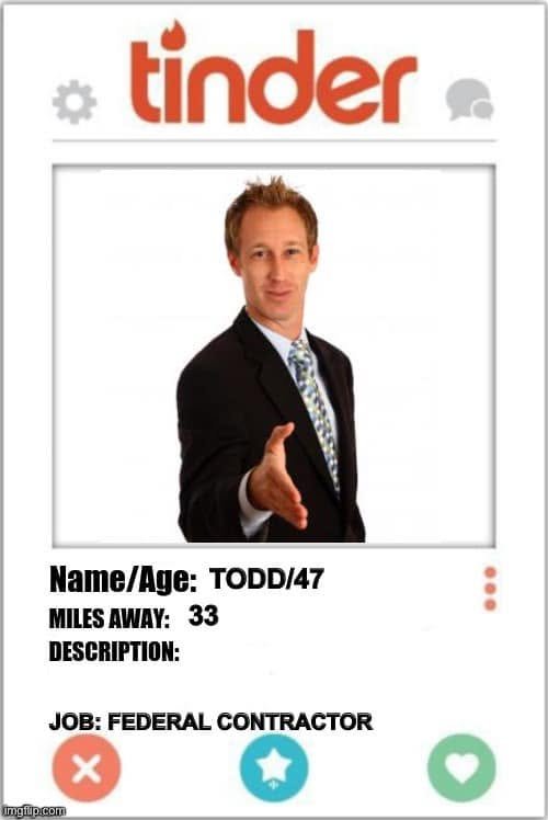 Comment attachment by Dan Cary: Blank contractor Todd Tinder parody template, with an empty description field.